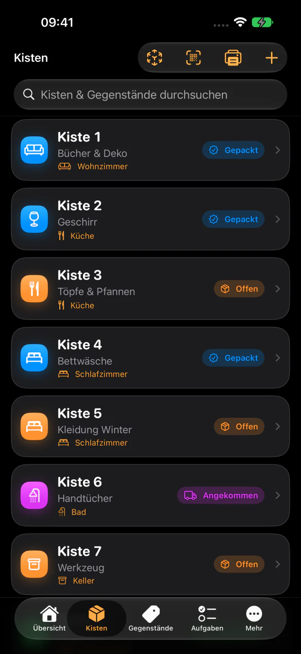 Jede Kiste weiss, was in ihr liegt