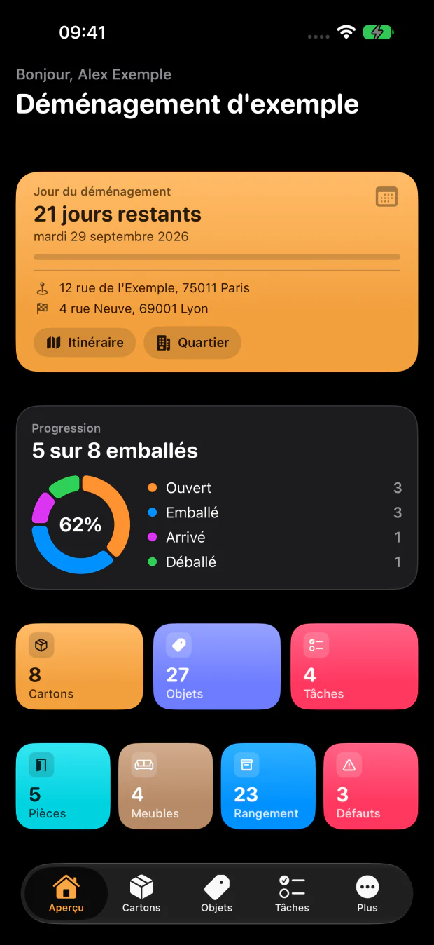 Tout le déménagement sur un écran