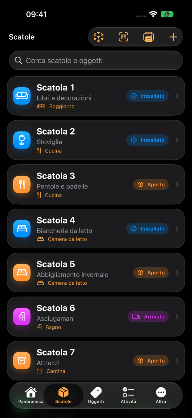 Ogni scatola sa che cosa contiene