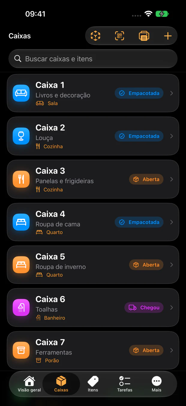 Cada caixa sabe o que tem dentro